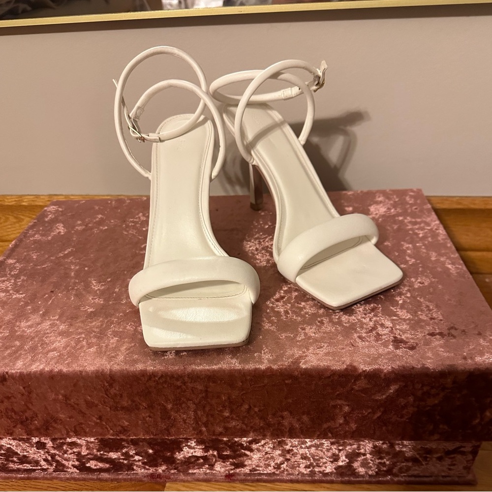 NEW white strappy heels